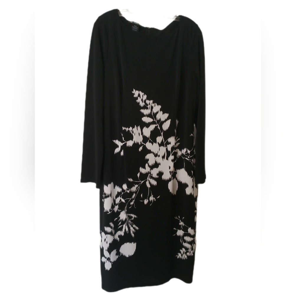 INC International Concepts Black and White Floral Long Sleeve Cocktail Dress XL - Picture 5 of 5